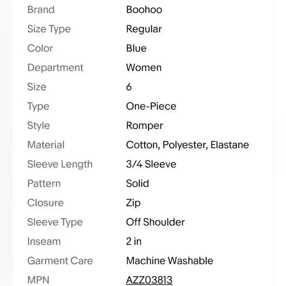 NWT Boohoo Women's Burney Bardot Shoulder Denim Playsuit Romper - Picture 14 of 14